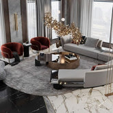 Trueliving Modern Light Eight Seater Sofa Velvet Finish 0.87D x 3.95W x 0.87H Meters